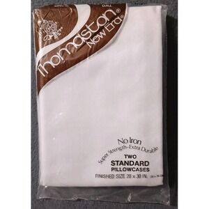 Pk of 2 Thomaston New Era White Pillowcases - Standard Size 20in x 30in **NEW**